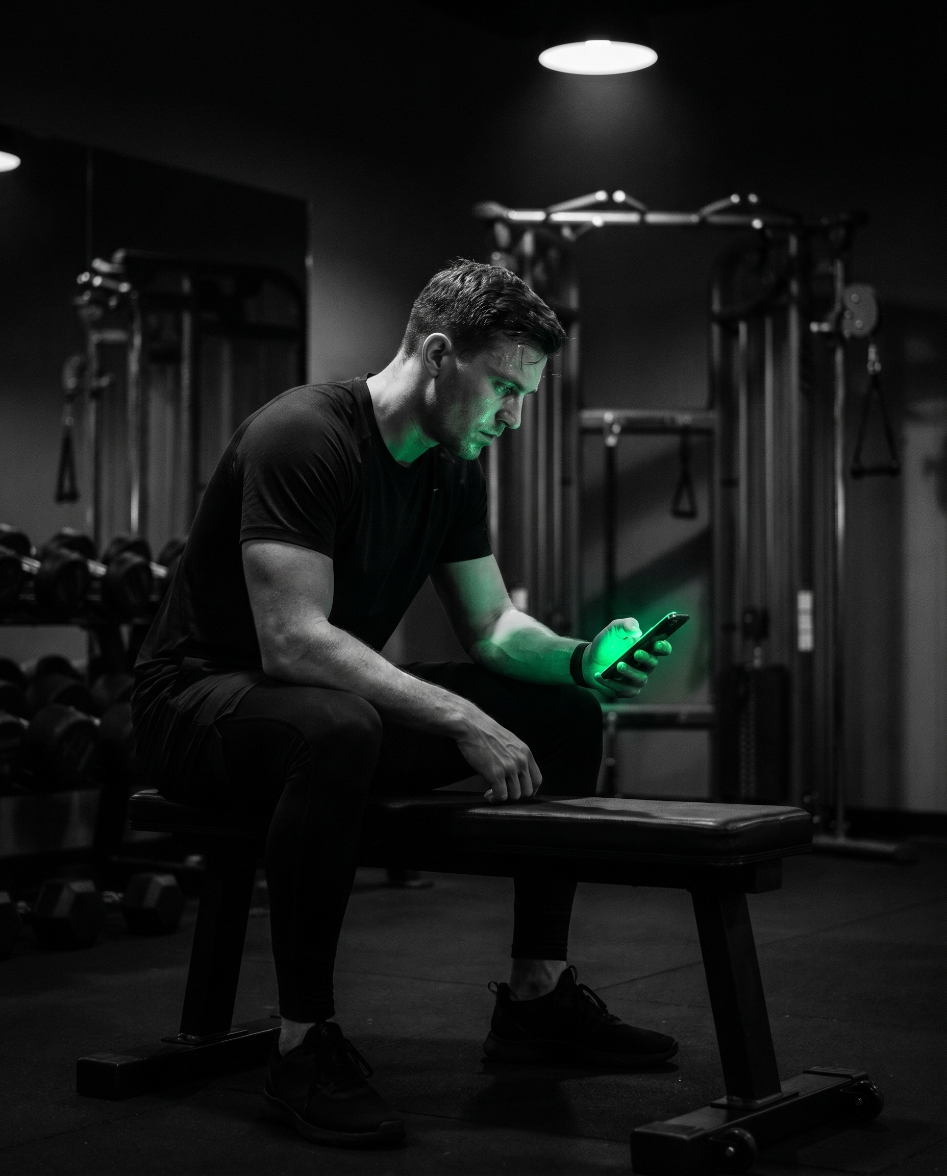 Athlete checking Athlos app post-workout